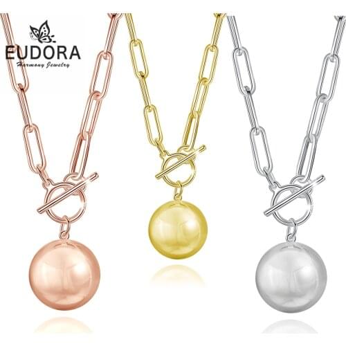 Eudora Harmony Bola Ball Copper Metal Chime Ball Pendant 20mm Baby Angel Caller Bola Pendant necklace Fashion Jewelry n14nb99