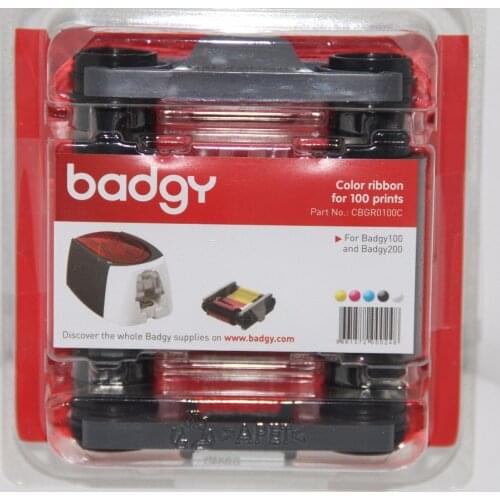 Evolis CBGR0100C YMCKO ribbon cassette 100 prints 5 panels for Badgy100 Badgy200 id card printer ribbon
