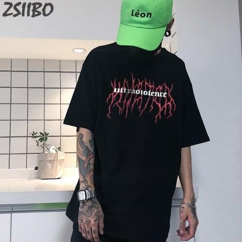 Mens Tshirt HipHop Loose Summer Streetwear Harajuku Cool Unisex Short Sleeve T shirt Letter Print Vintage T-shirts Punk Gothic