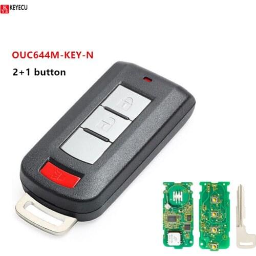 KEYECU 315MHz ID46 PCF7952 Chip OUC644M-KEY-N 2+1 3 Button Remote Key Fob for Mitsubishi Lancer Outlander with Uncut Blade
