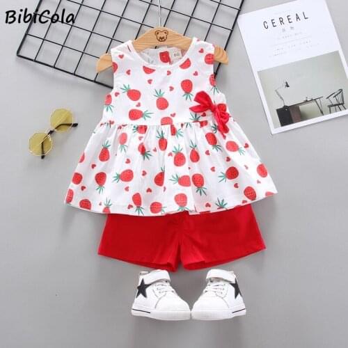Baby girls summer clothing sets 2020 new children cotton print vest+shorts 2pcs for toddler girl baby fashion party suits outfit