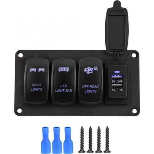 Hot Sell High Quality 12/24V Dual Light Switch 3 Switch + REAR LIGHTS /LED LIGHT BAR/OFF-ROAD LIGHTS 3.4A Car Charger