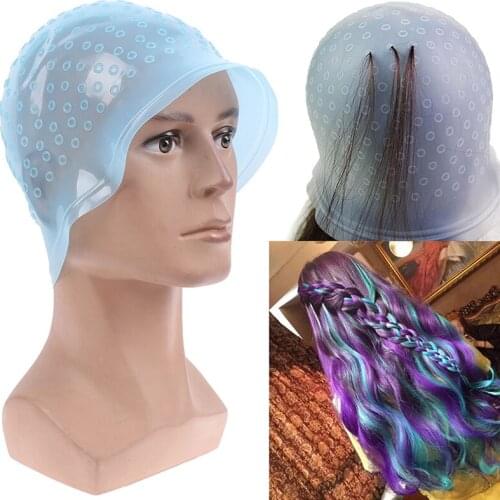 Reusable Silicon Highlights Hat Hair Colouring Highlighting Dye Cap Frosting Tipping Dyeing Color Tools hair Color Styling Tools