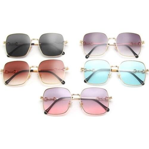Fashion Women Sunglasses Square Sun Glasses Alloy Frame Goggles Anti-UV Spectacles Perosonality Templs Eyeglasses Ornamental A