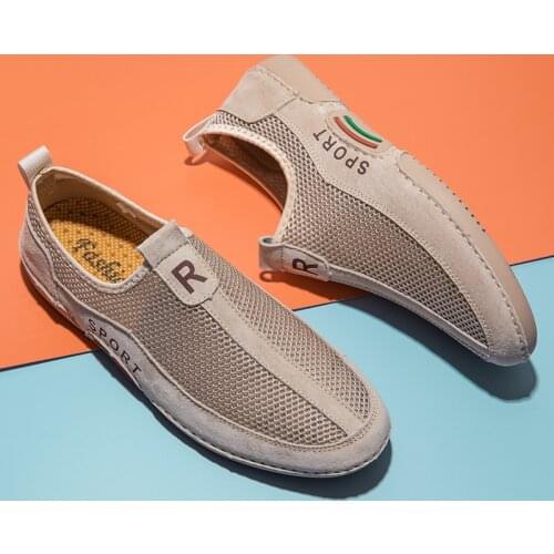 Mens Outdoor Hiking Shoes Wear-resistant Breathable Mesh Trekking Shoes Hollow Comfortable Casual Shoes Flats Loafers