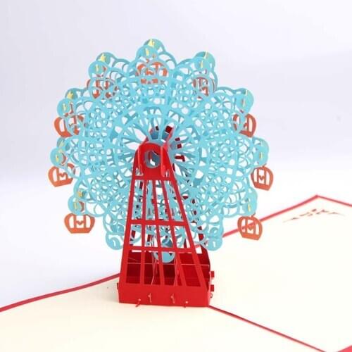 Christmas Card Gift 3D Ferris Wheel birthday Xmas New Year party Card Paper Greeting Card wedding invitations thanksgiving 1pcs
