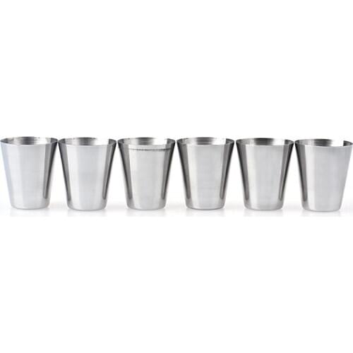 Quality 6pcs stainless steel beer coffee mug set 30ml camping travel outdoor bottle cup drinking tools drop shipping