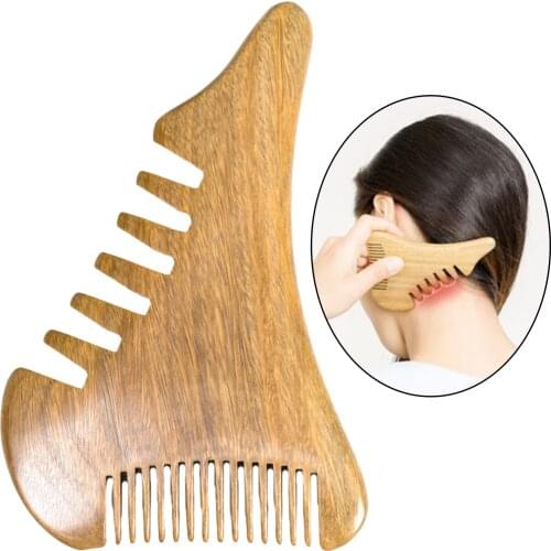 Natural Wooden Hair Beard Pick Comb Wood With Fantastic Handle Travel Pocket Size Antistatic for Scalp Massage