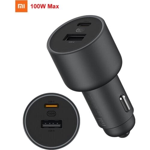 Original Xiaomi Car Charger Quick Charge USB-C 100W Max USB-A 18W For iPhone Samsung Huawei Xiaomi 10 Smartphone