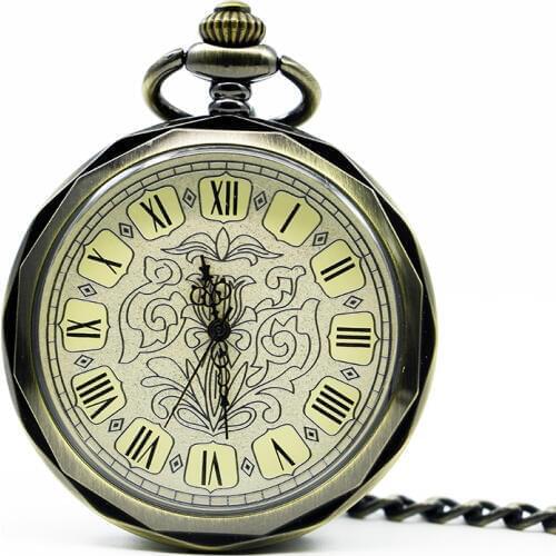 Genuine Mechaincal Pocket Watch Man Women No Cover Rome Scale Carved Watch Table Necklace Watch Fashion Movement Gift