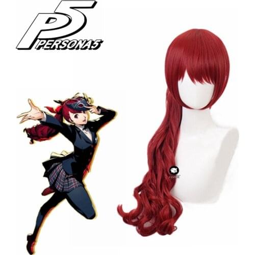 Game Persona 5 Yoshizawa Kasumi Red Wig Cosplay Costume Heat Resistant Synthetic Hair Women Party Role Play Wigs