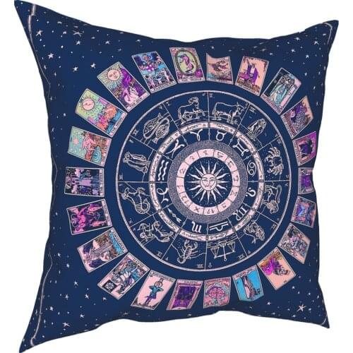 Pastel Goth Zodiac Throw Pillow Astrology Chart Major Arcana Tarot Floor Pillow Case Witch Occult Pagan Pillowcase