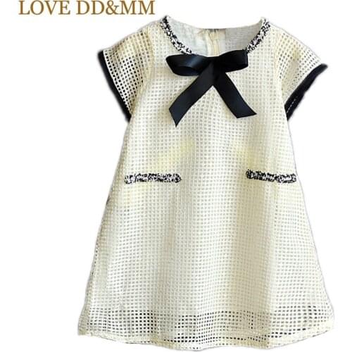 LOVE DD&MM Girls Dresses New Childrens Wear Girls Sweet Mash Hollow Sleeveless Dress Kids Clothing For Girl