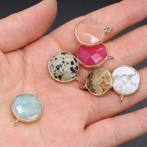 Natural Stone Pendant Round shape Necklace Pendant Faceted Stone Making for Women Jewelry Necklace Reiki Healing Gift