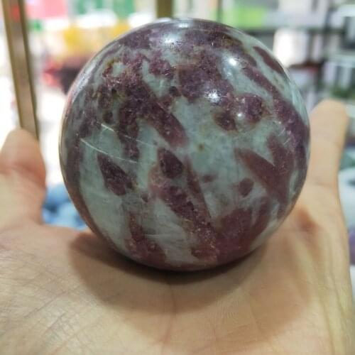 Natural Red plum blossom tourmaline stone sphere crystal Quartz rubellite Ball Mineral gift wooden base Ornament