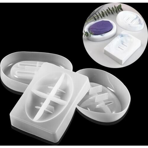 Transparent Crystal Mirror Soap Box Making Silicone Mold Leaking Drain Tool Tray Mold Epoxy Mold For Handmade Making Accessories