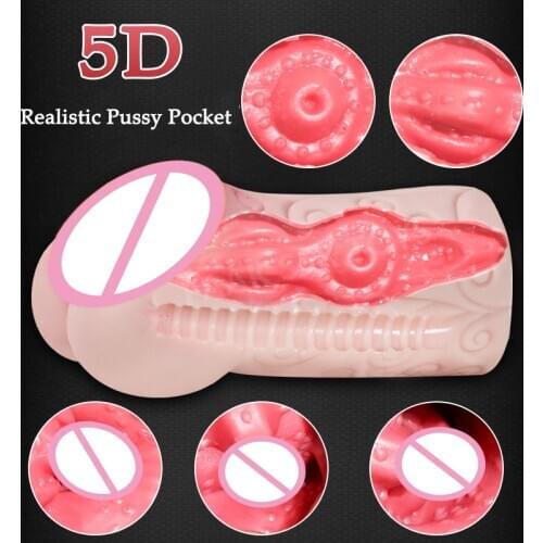Real Pocket Pussy Artificial Vagina Male Masturbators Cup 5D Double Womb Realistic Anus Soft Touch Sex Toys For Men Masturbation