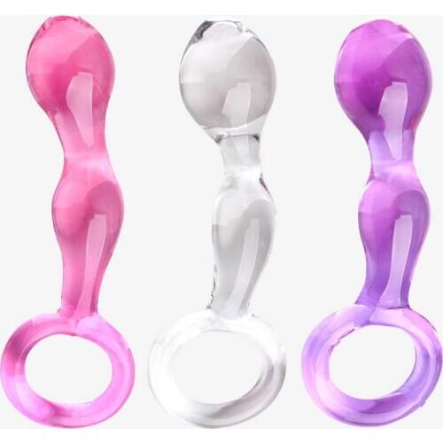Glass Butt Plug Crystal g Spot Stimulation Glass Dildo with Ring Prostate Massager Female Masturbation sex toy for couple