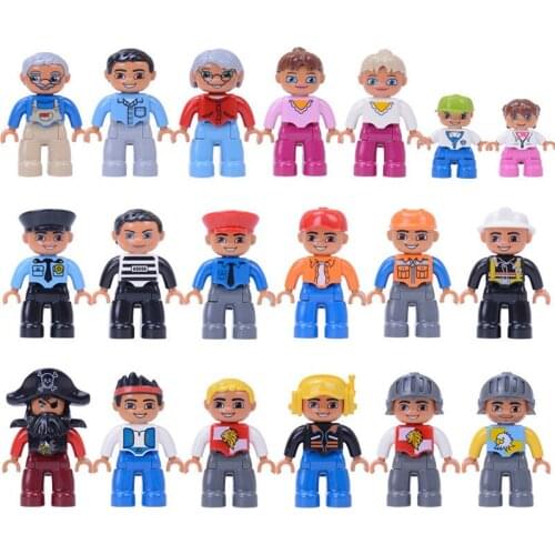 Building Blocks Character Compatible With Duplo Figures Toys Single Sale Big Size Pirate soldier Pilot For Baby Kids