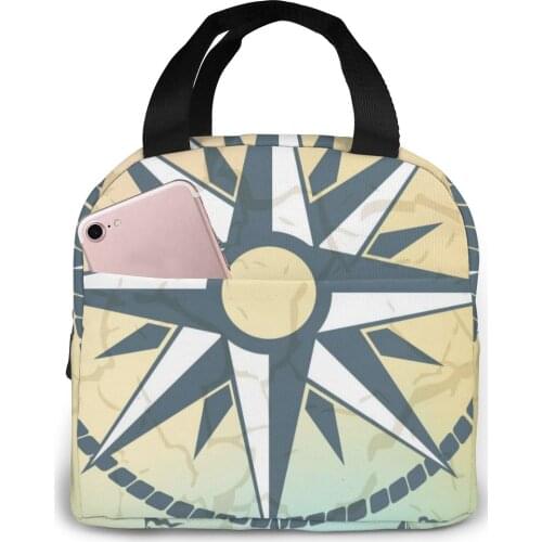 Lunch Bag Vintage Compass Boats Thermal Insulated Lunch Box Tote Cooler Bag Bento Pouch Lunch Container Food Storage Bag