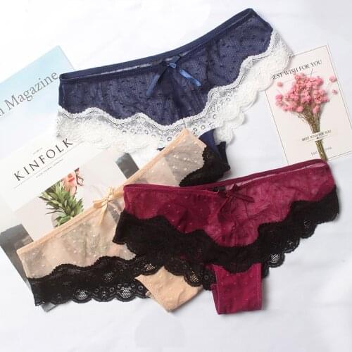 Fashion Sexy Lace Briefs Low-Rise Hollow Underpants Ultra Thin Knickers Women Hipster Lingerie Lady Underwear