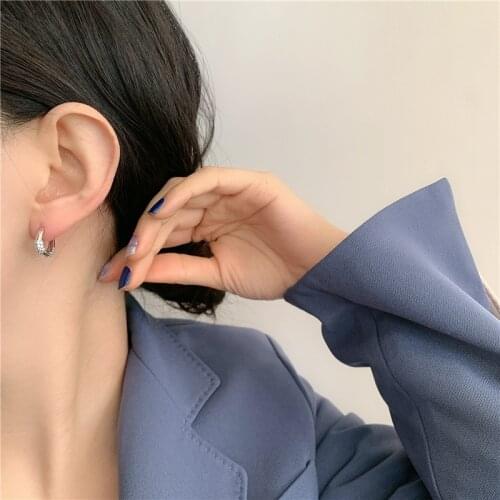 Vintage Copper CZ Stone Hoop Earrings for Women Elegant Jewelry Oval Geometric Earring Female Brincos Korea Bijoux 2021