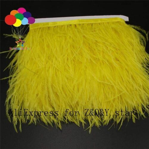 Z&Q&Y natural beautiful ostrich hair dyed yellow made cloth side performance clothing decoration DIY crafts feather