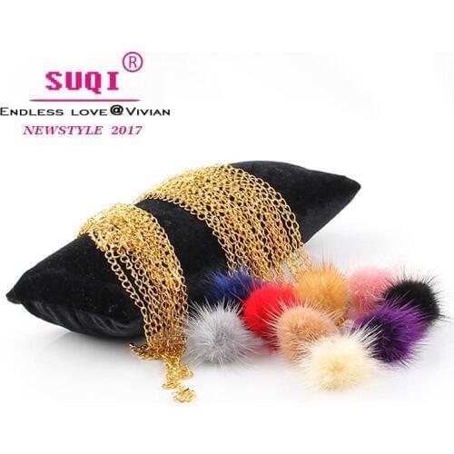 Women Sweet Cute Mink fur Ball Sweater Chain Super Star Style Fashion Necklaces