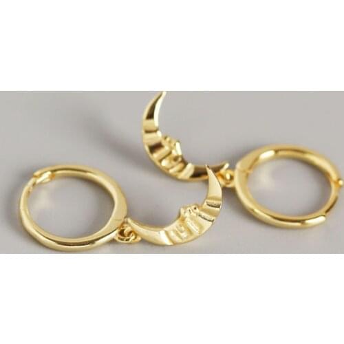 925 Sterling Silver Moon Hoop Earring for Women Irregular Geometric Crescent Ear Jewelry