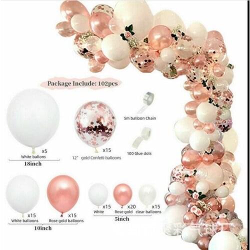 102Pcs rose gold balloon set baby birthday party adult wedding decoration champagne gold set