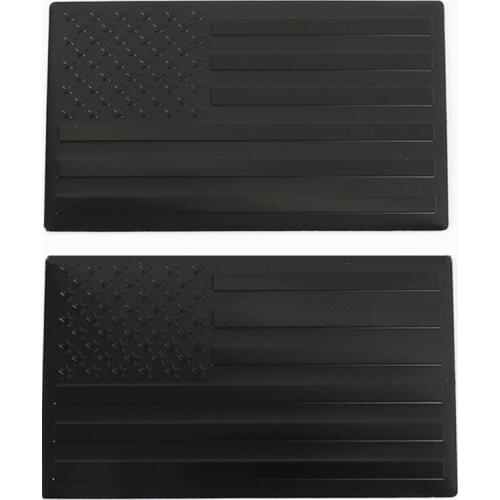 2 Pieces 12.5 x 7.8cm All Black American US Flag Decal Stripe Metal Fender Modified Car Stickers For Chevrolet 4.9x3.1inch
