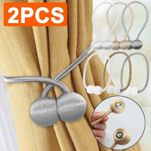 2PCS Magnetic Pearl Ball Curtain Tiebacks Tie Backs Holdbacks Buckle Clips Accessory Curtain Rods Accessoires Curtain Decorative