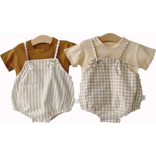 2021 Summer Clothes Loose Cotton Casual Baby Boy Girl Sets 0-3Y Infant Toddler Girl Clothes Rompers And Overalls Newborn Suits