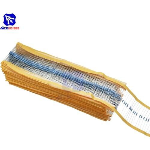 400PCS 20 Value 1/4W Resistance 1% Metal Film Resistor Bag 10-1M Ohm Resistance 100R 220R 1K 10K 100K 680K 1M Ohm Resistance