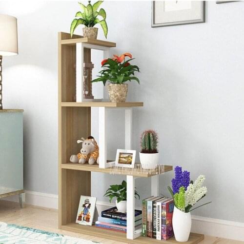 80cm Step-shape Floor Bookshelf Simple Modern Living Room Partition Decorative Display Shelf Wood Organize Storage Bookshelf S