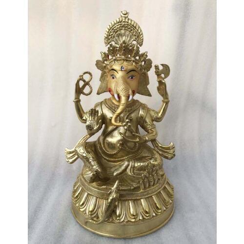 Large GOOD Quality Southeast Asia HOME efficacious Talisman Protection gilding God of wealth ganapati GANESH Elephant GOD statue