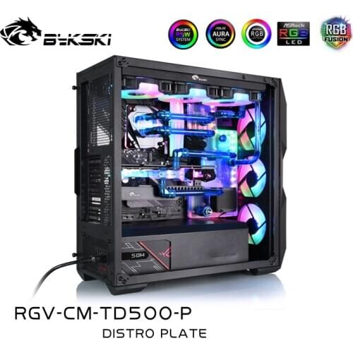 BYKSKI Waterway Block for Computer Case Cooler Master TD500-MESH kit for CPU/GPU Block Support DDC Pump PC Water Cooling Cooler