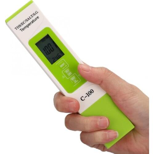 C-100 Multifunctional 5 in 1 Salinity TDS EC Seawater Test Pen Water Quality Tester Detector Hydroponics Kits