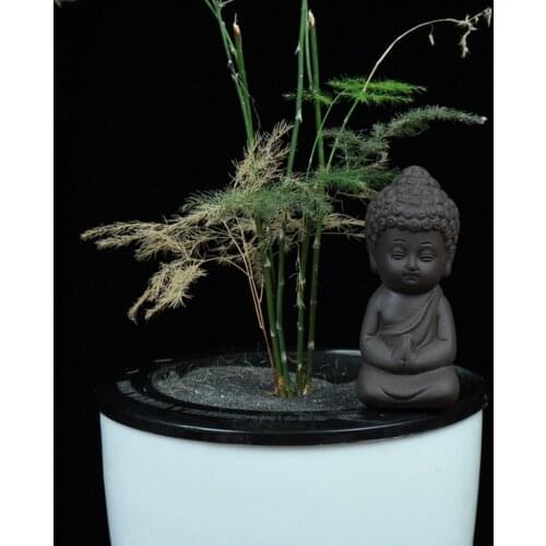 Tea Pet Little Buddha Statue Monk Figurine for Home Office Tea Tray Decor Gifts