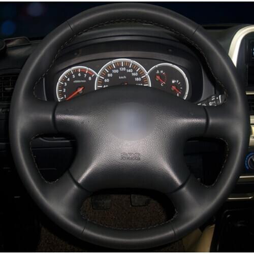 Black Leather Steering Wheel Cover for Nissan Almera N16 Pathfinder Primera Paladin Old XTrail 2001-2006 Renault Samsung SM3