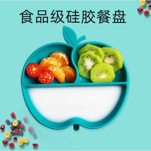 Childrens Silicone Dinner Plate Integrated Suction Cup Baby Training Complementary Food Bowl Platos De Silicona Para Bebe Prato