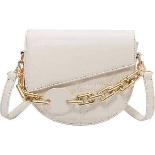 Chain Designer Women Crossbody Bag Small Fashion Semicircle Saddle Bags PU Leather Shoulder Bags For Female Handbags Bolsas