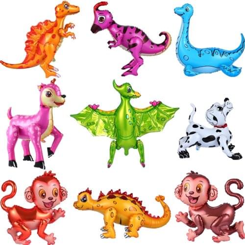 1pc 4D Dinosaur Dog Monkey Foil Balloons Boys Animal Balloons Children Dinosaur Birthday Party Jungle Theme Party Decoration