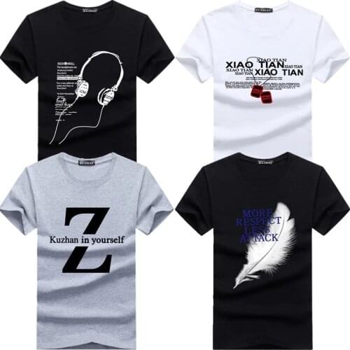 4Pcs/lot New summer cotton Short brand T Shirt Mens large size T Shirt Slim Fit Fashion Printed t-shirt men plus Size S -5XL