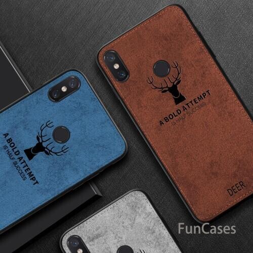 Canvas Embossed Deer Phone Case On pocophone f1 poco mi8 mi 8 mi6 mi5 6 5 max 3 2 f1 poko Case Soft Cloth Cover Soft TPU edge 6d