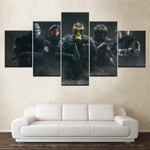 Canvas HD Prints Paintings Wall Art 5 Pieces Rainbow Six Siege Game Poster Modular Pictures Home Decor Framework obrazy plakat