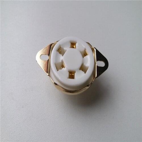 3pcs ceramic tube socket 6 pin tube socket GZC6-21-G golden foot for 807 FU-7 24 37 46 27 FD-422 tube amplifier
