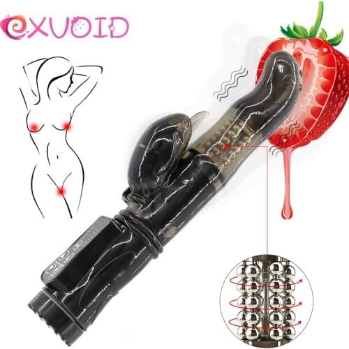 EXVOID G Spot Massager Rabbit Vibrator Clitoris Stimulate Penis Vibrators Sex Toys for Women 12 Frequency Dildo Rotating Beads