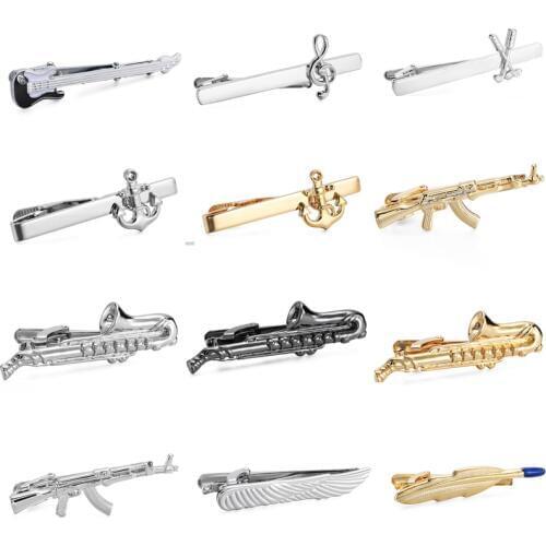 WN variety fashion style business suit tie clip gold silvery Sax boat anchor high quality stainless steel tie clip