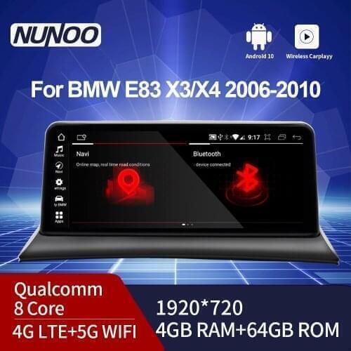 Nunoo Android 10 4g Ram 64GB Rom carplay toopai multimedia For BMW X3 Series E83 2004-2010 Radio Android 10 Screen